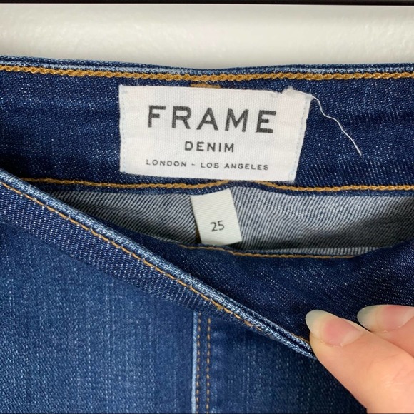 Frame Luxe Mid/Dark Wash Denim Button Skirt - Picture 5 of 8